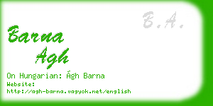 barna agh business card