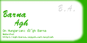 barna agh business card